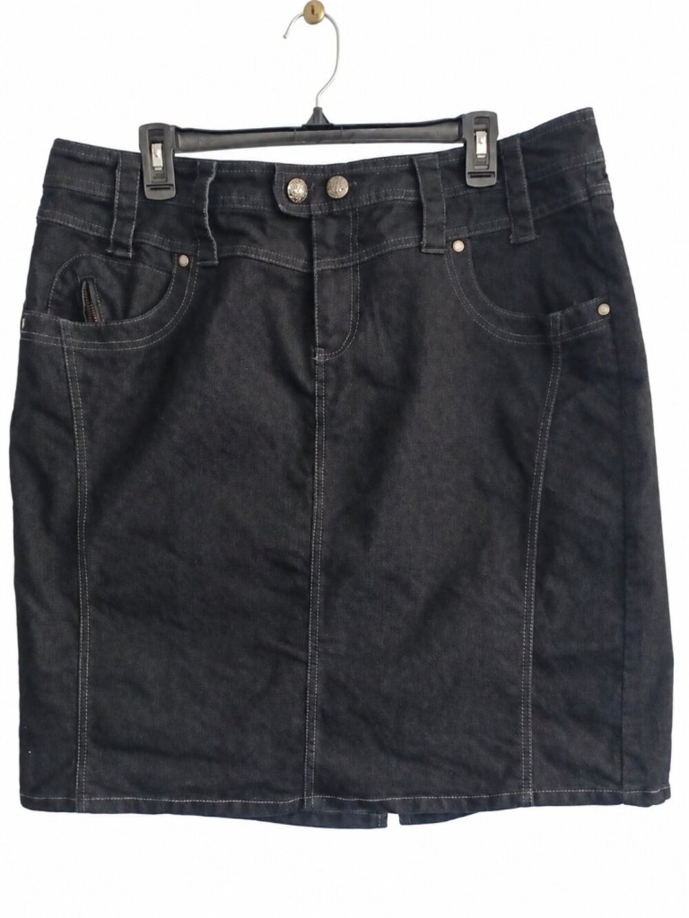 Plus Size 16 Denim Knee-Length Pencil Skirt Contrast Stitching. Casual Workwear